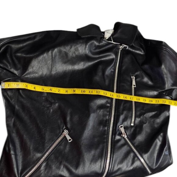 Anthropologie Maeve Oversized Faux-Leather Moto Jacket, Black, Edgy, Size M - Picture 7 of 8